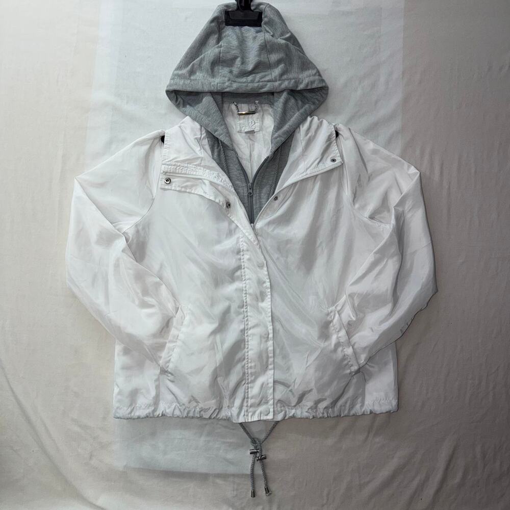 J2 layered hooded windbreaker jacket
